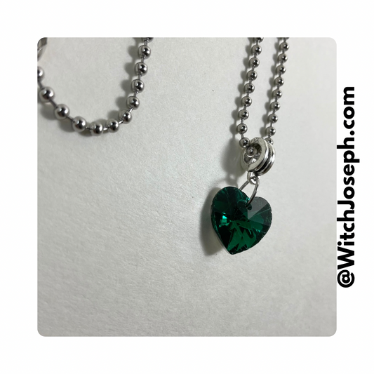 Green Crystal Heart Talisman