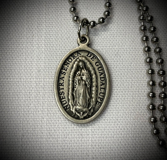 Our Lady of Guadalupe and Divine Mercy Medal Charm Necklace