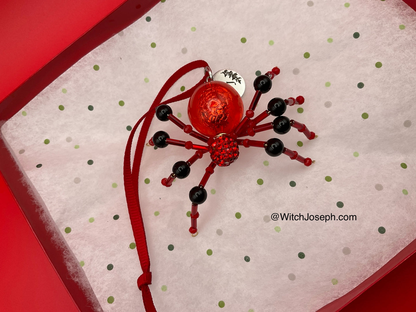 Xmas Spider Ornament RED and BLACK