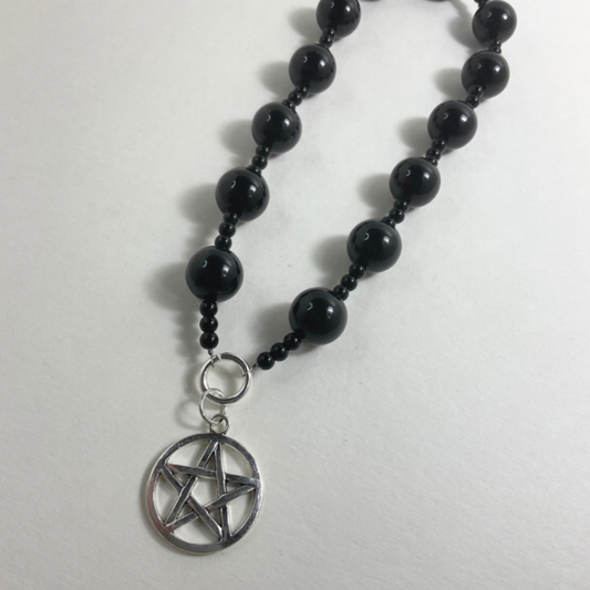 Large Black Pentacle Prayer Beads