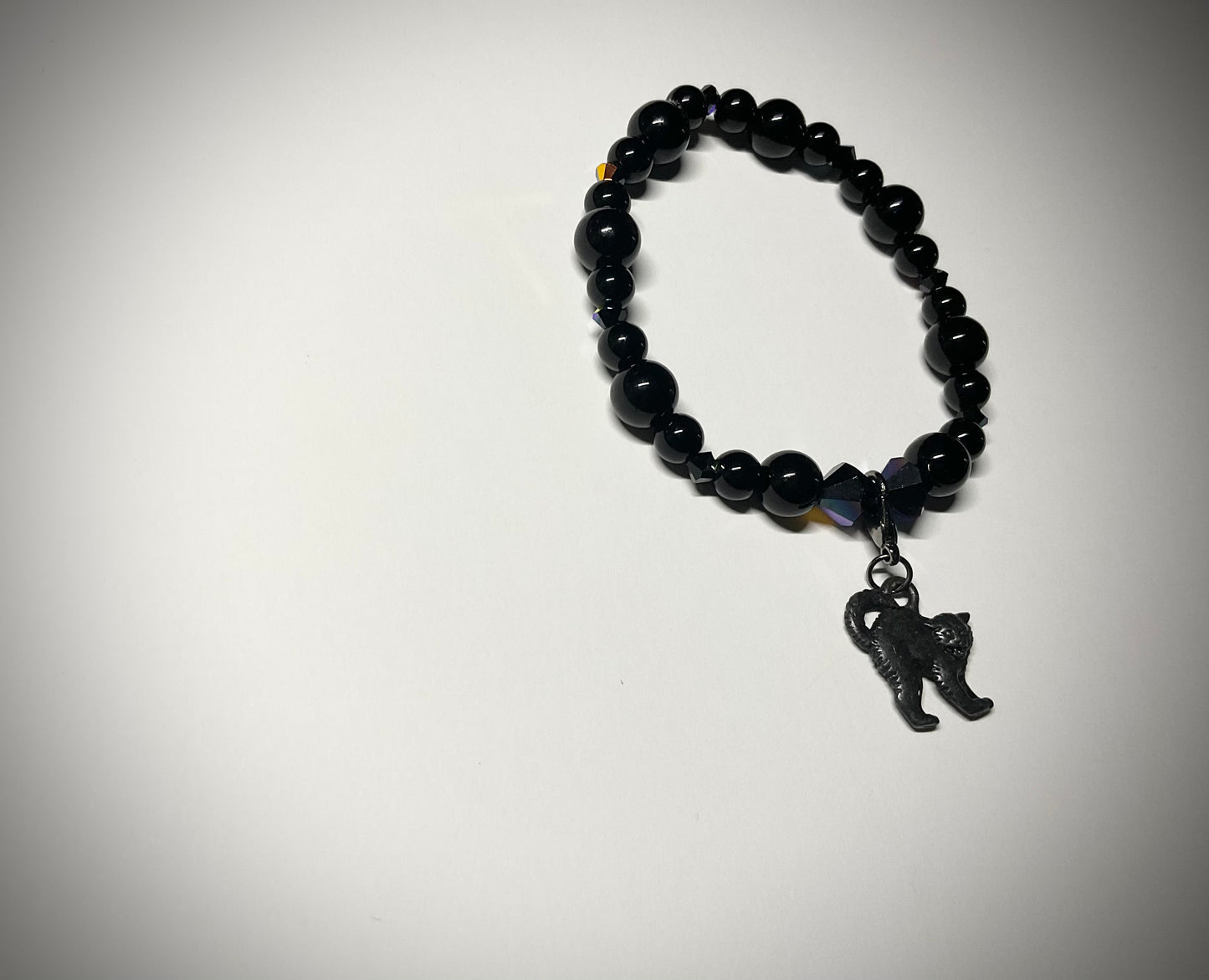 Black Cat Charm Stretch Bracelet