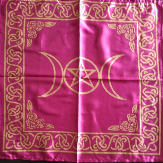 Pink Triple Moon Pentagram Altar Cloth