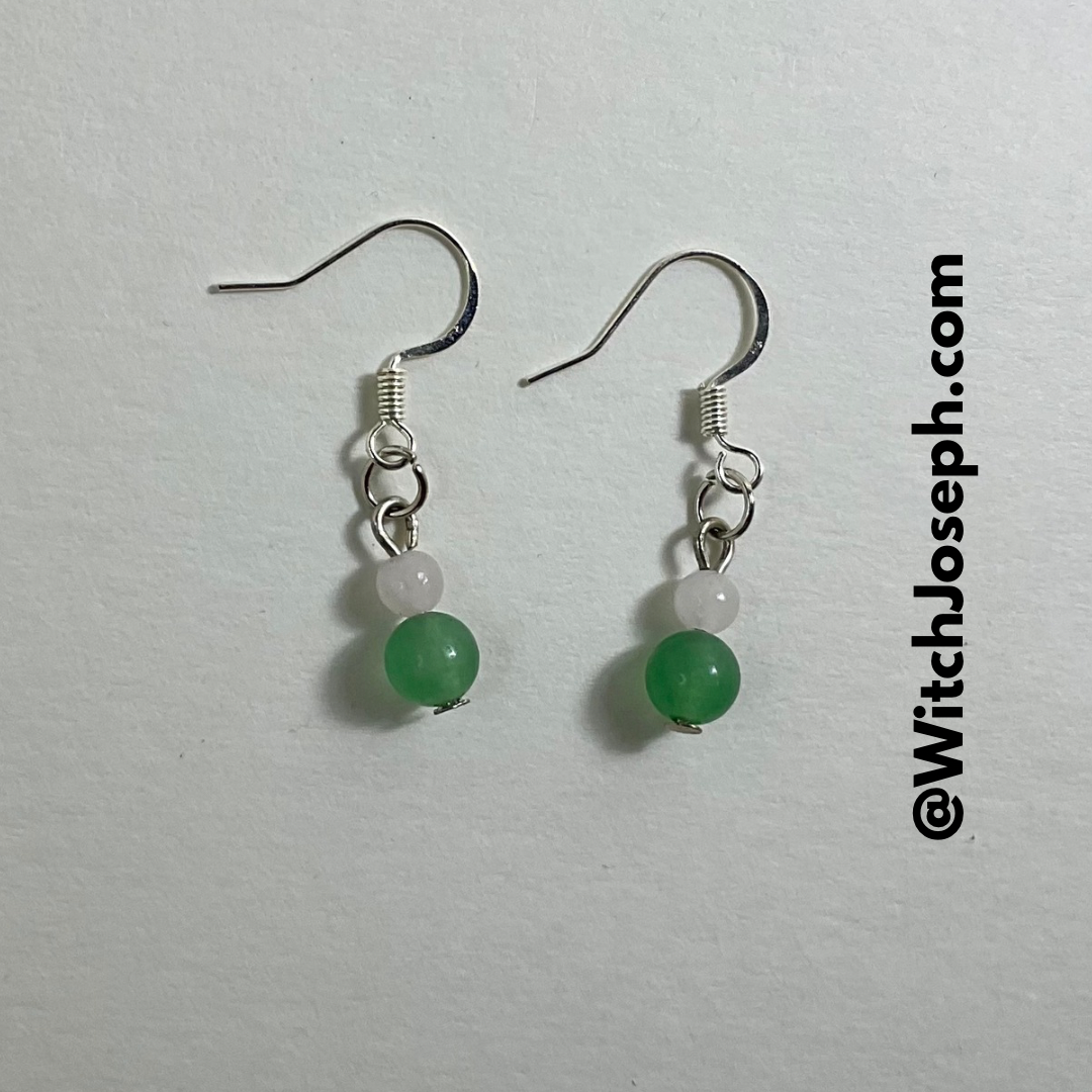 Rose Quartz and Aventurine Dangle Earrings