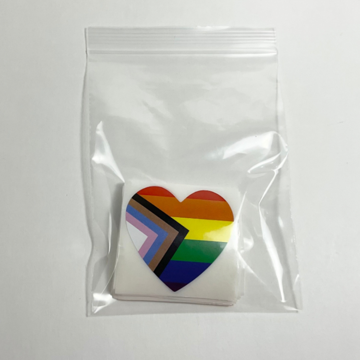 Progress Pride Rainbow Heart Stickers 50-Pack