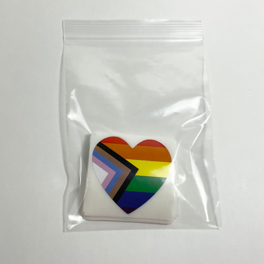 Progress Pride Rainbow Heart Stickers 50-Pack