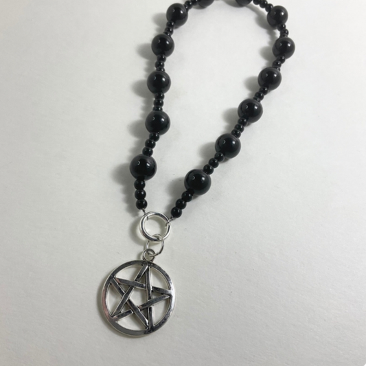 Small Black Pentacle Prayer Beads