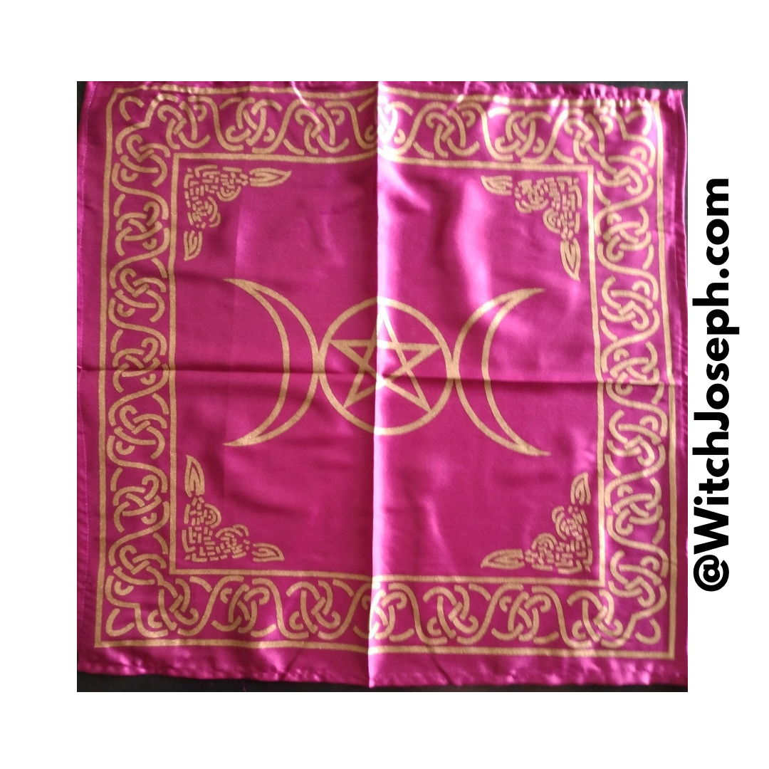 Pink Triple Moon Pentagram Altar Cloth