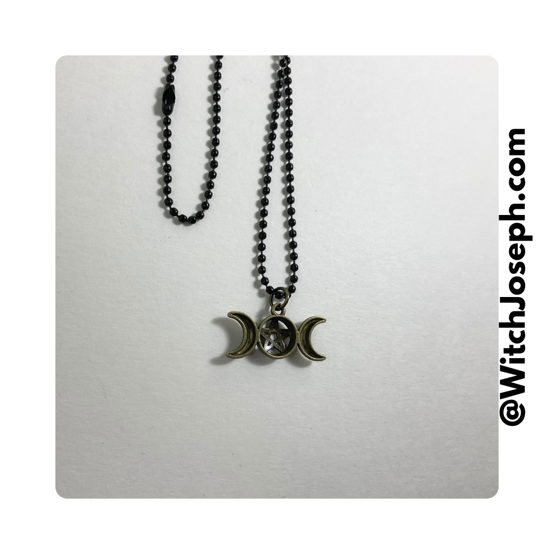 Triple Goddess Moon Bronze Tone Charm