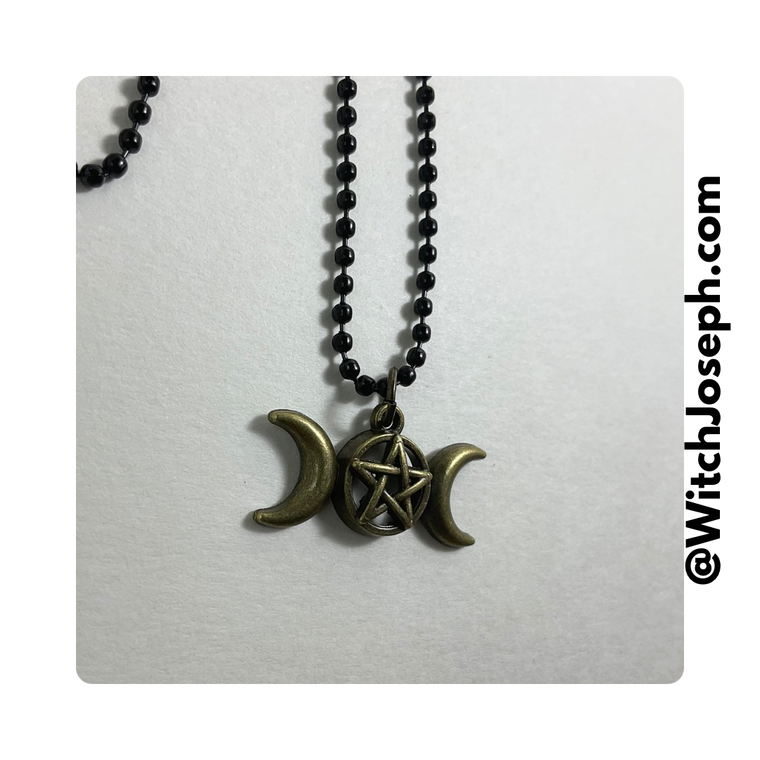 Triple Goddess Moon Bronze Tone Charm