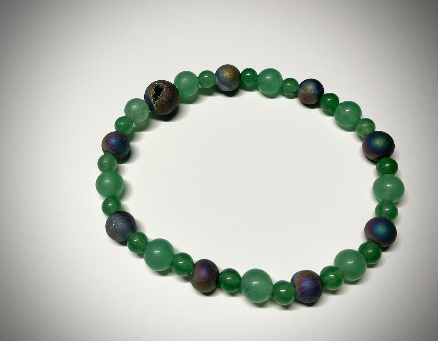 Aventurine and Druzy Agate Stretch Bracelet