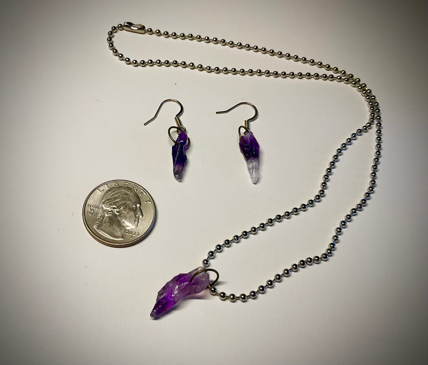 Amethyst Necklace with Amethyst Earrings Set