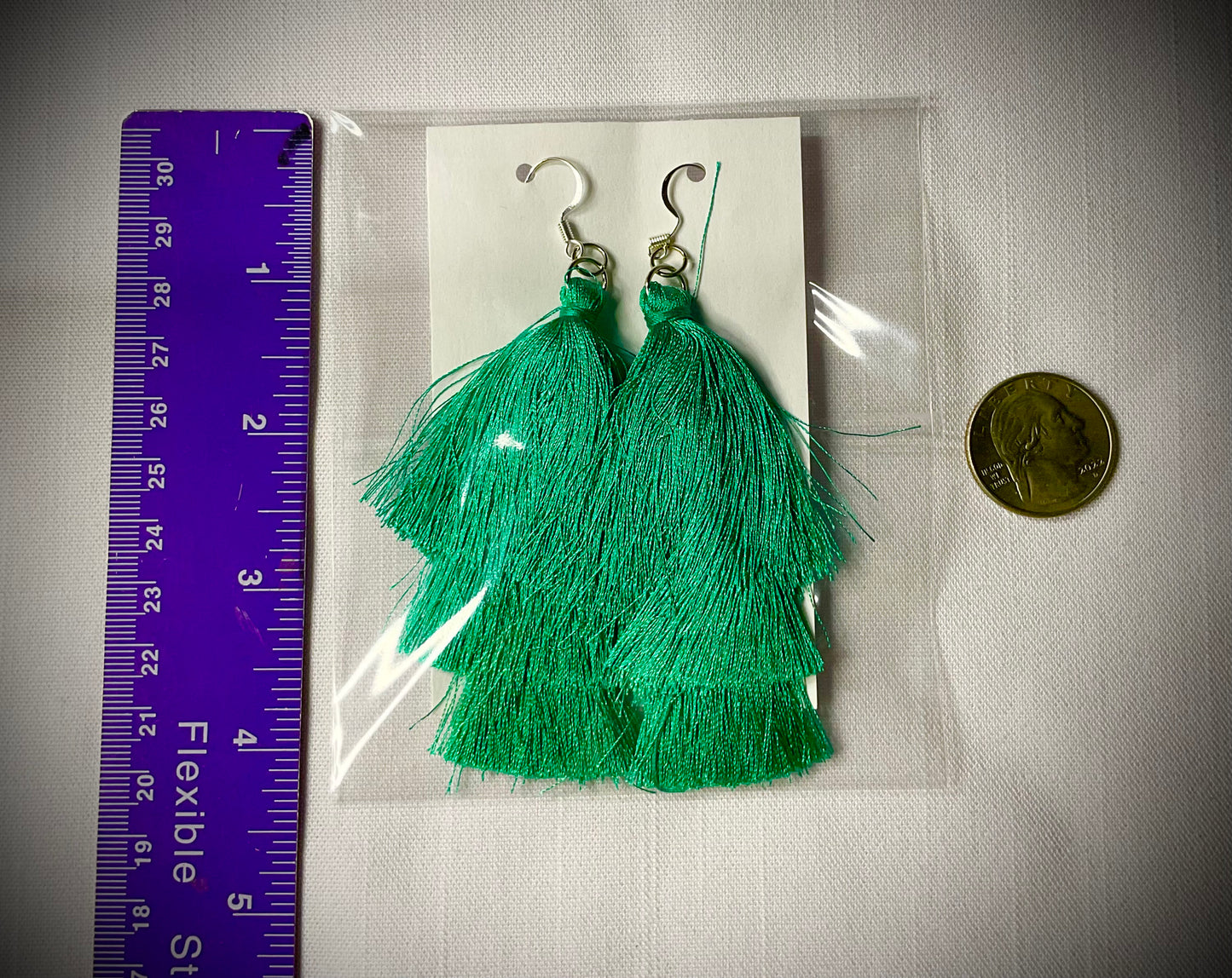 Sea Green Tassel Earrings