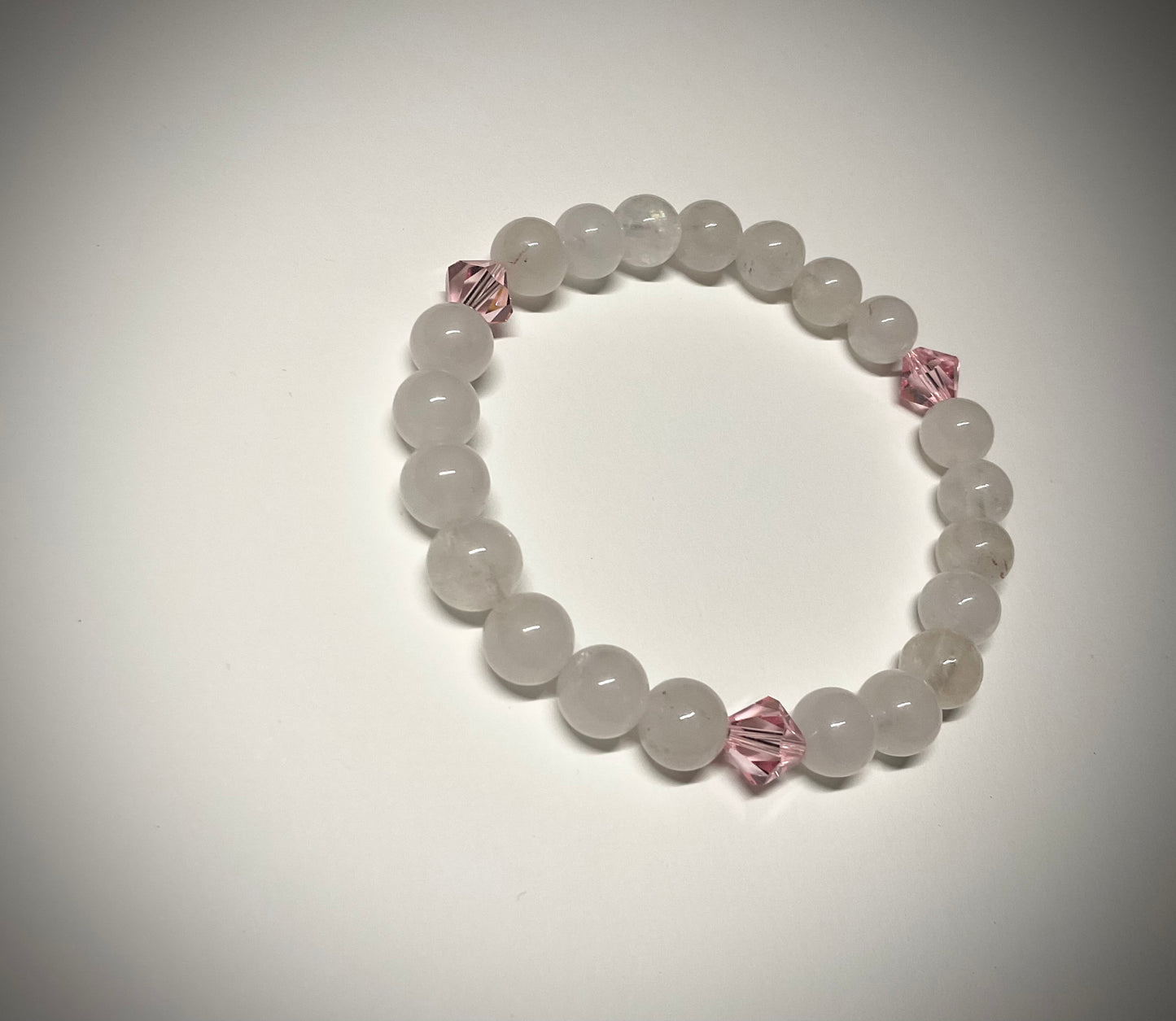 Rose Quartz Stretch Bracelet with Pink Swarovski Crystal Accents