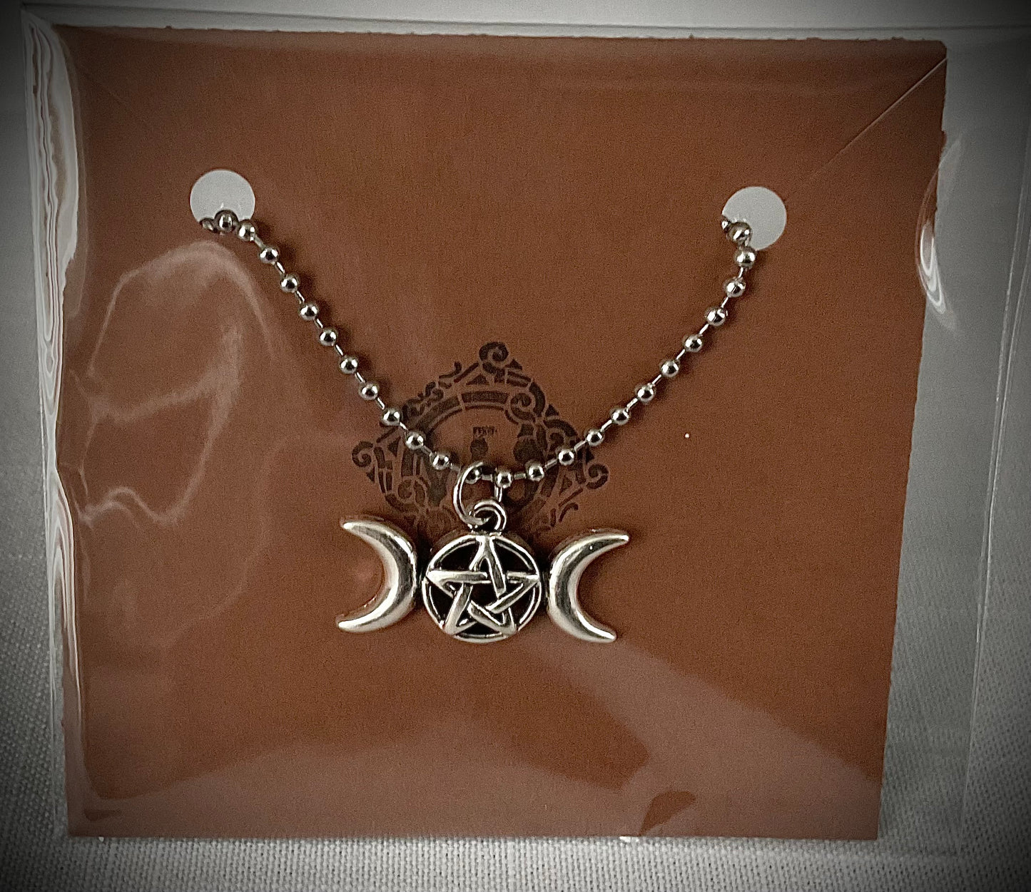 Triple Goddess Symbol Charm Necklace