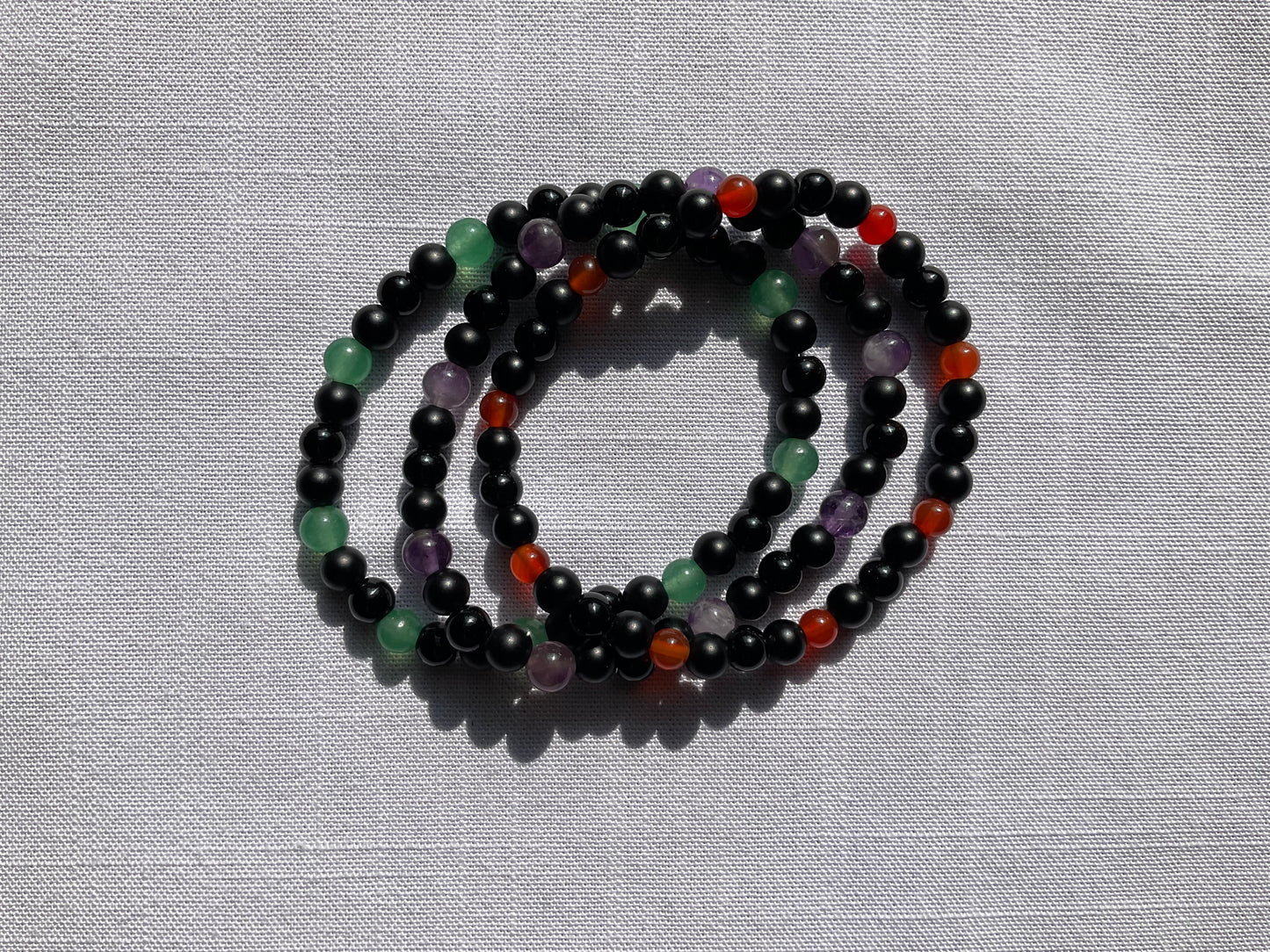 Triple Gemstone Bracelet Set of Three