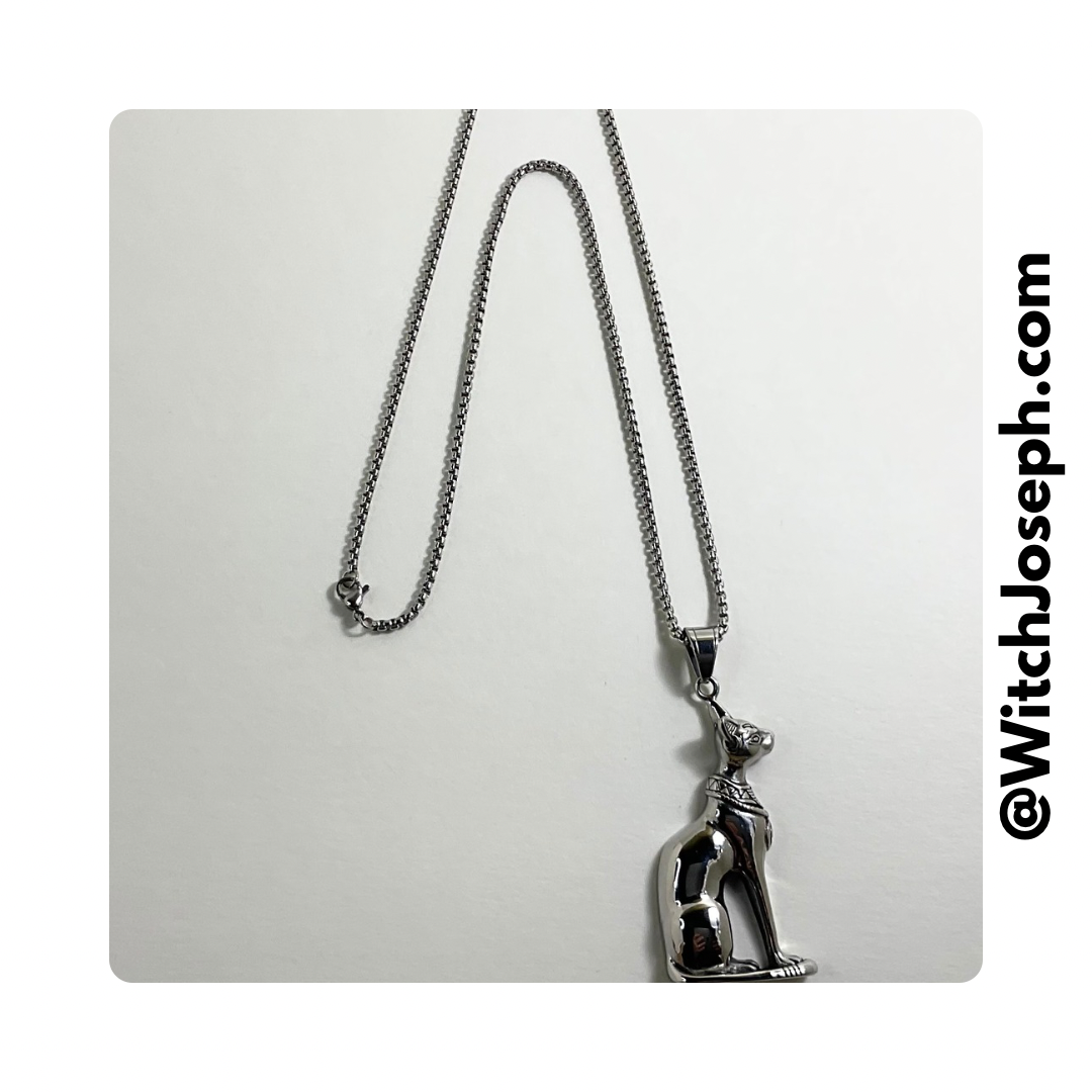 Bastet Steel Pendant on Stainless Steel Chain