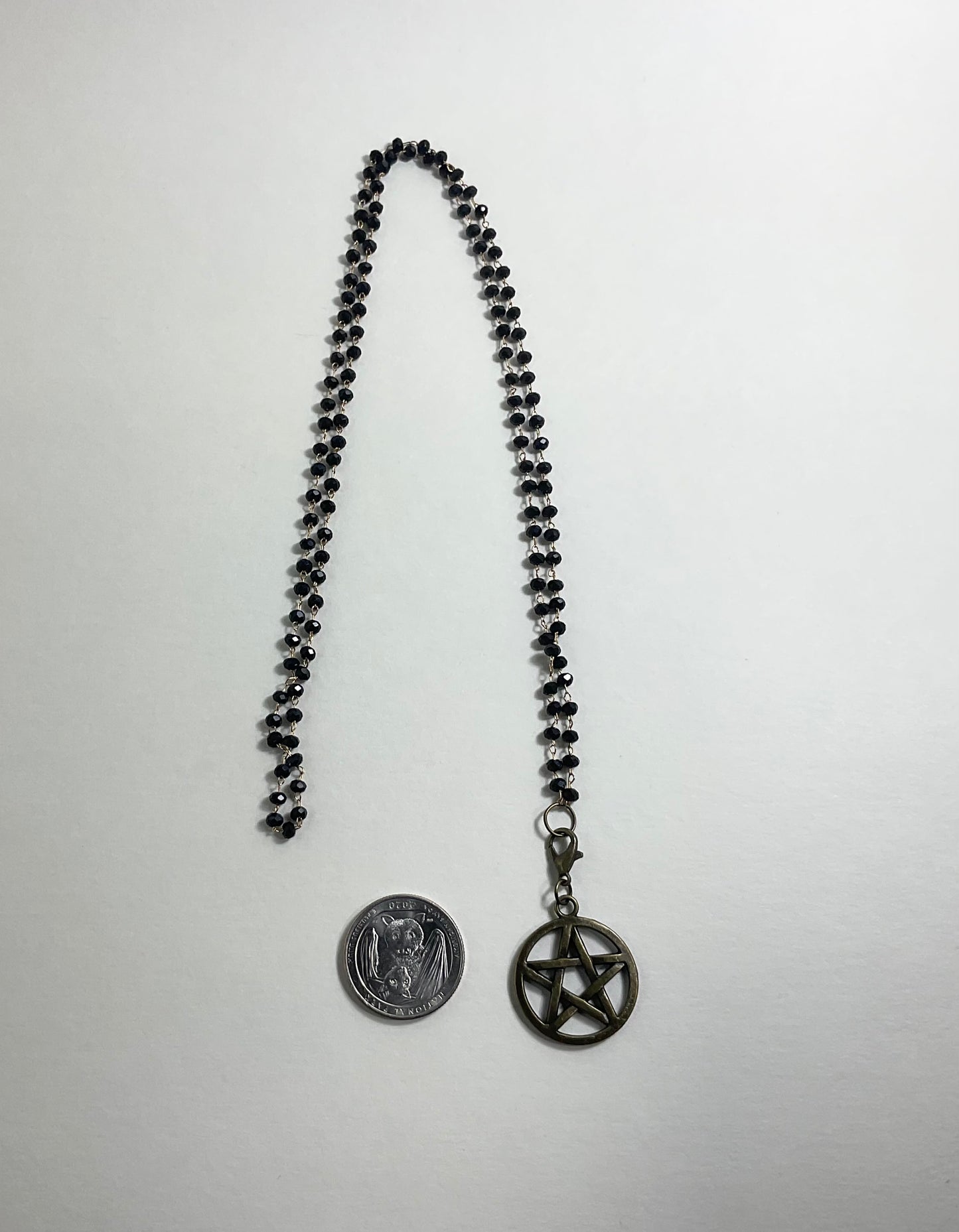 Bronze Tone Pentacle on Beaded Chain