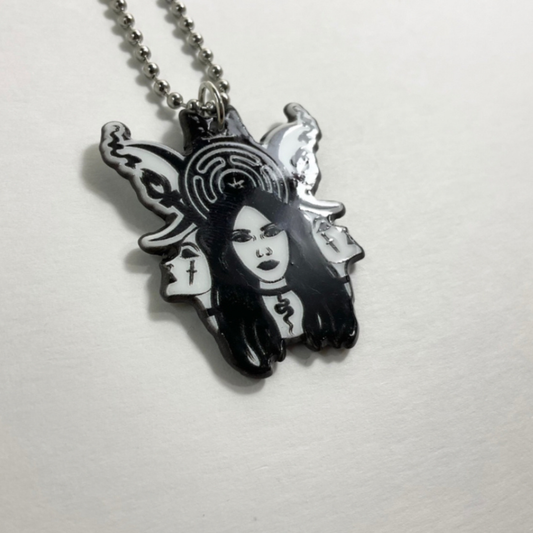 Hekate Triple Goddess Witchy Pendant Charm Necklace