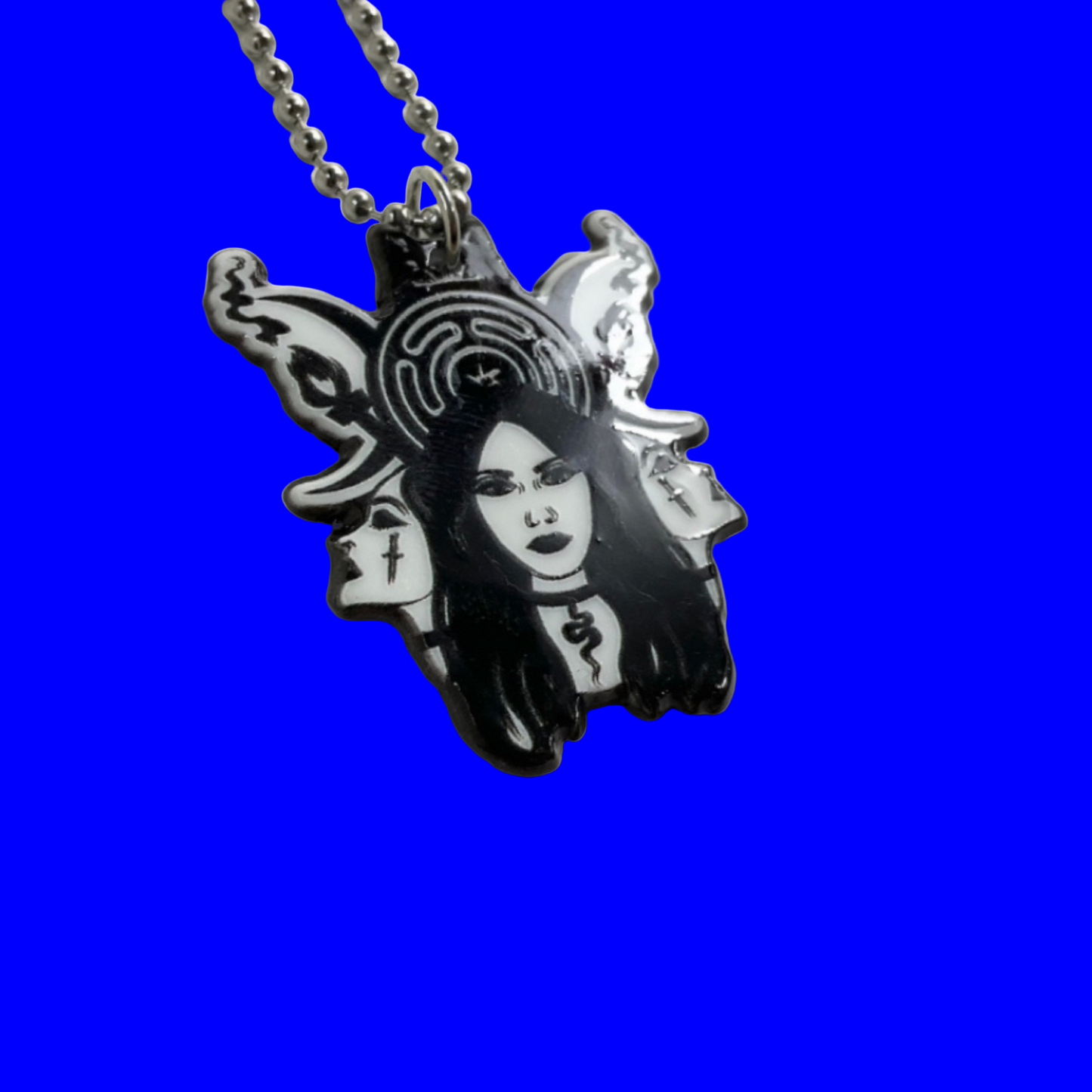 Hekate Triple Goddess Witchy Pendant Charm Necklace