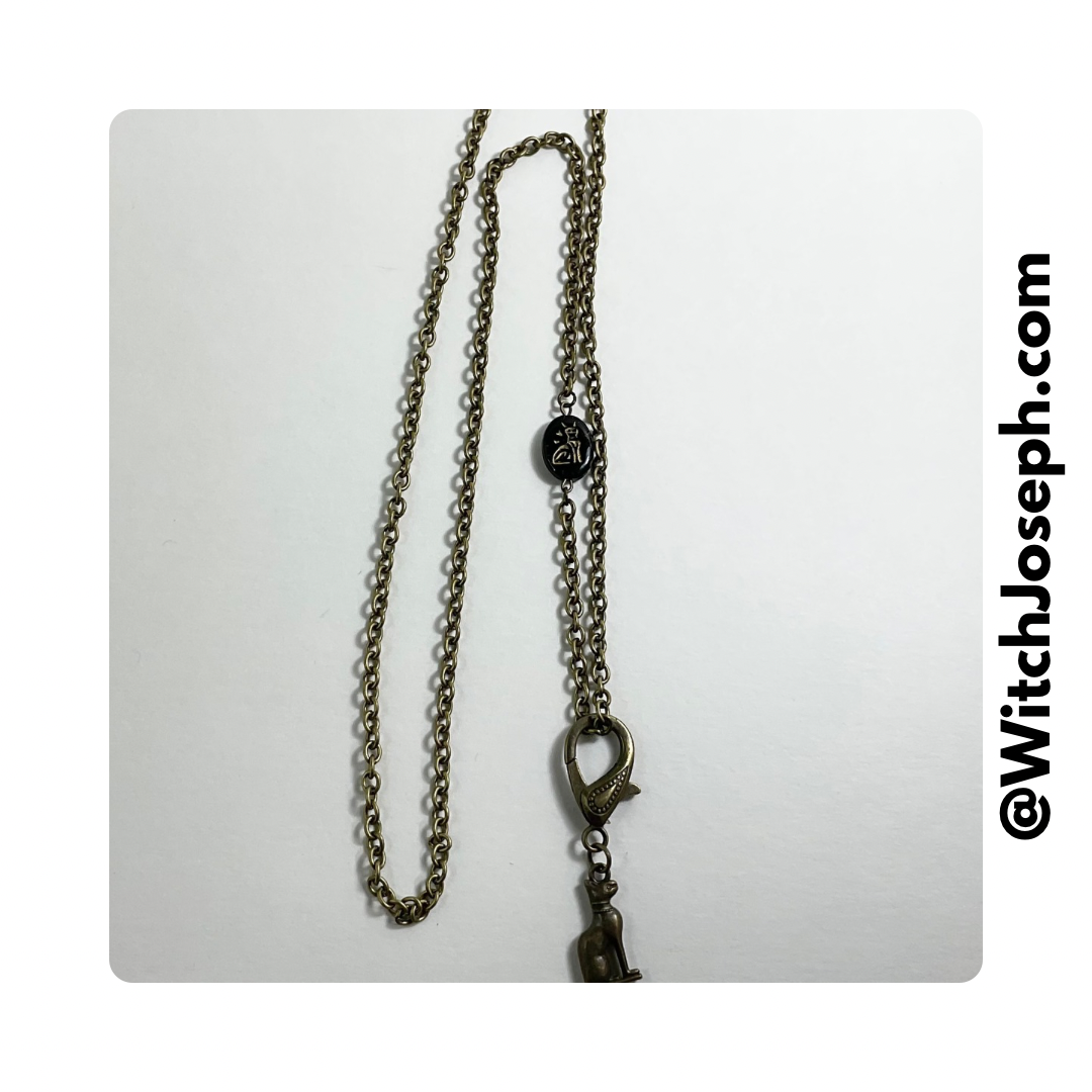 Bronze tone Bast talisman with cat bead