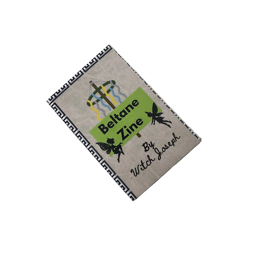 Cover of zine with 'Beltane Zine' design on a light white background