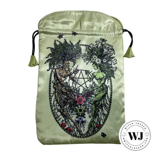 Botanical themed tarot bag displayed against a white background