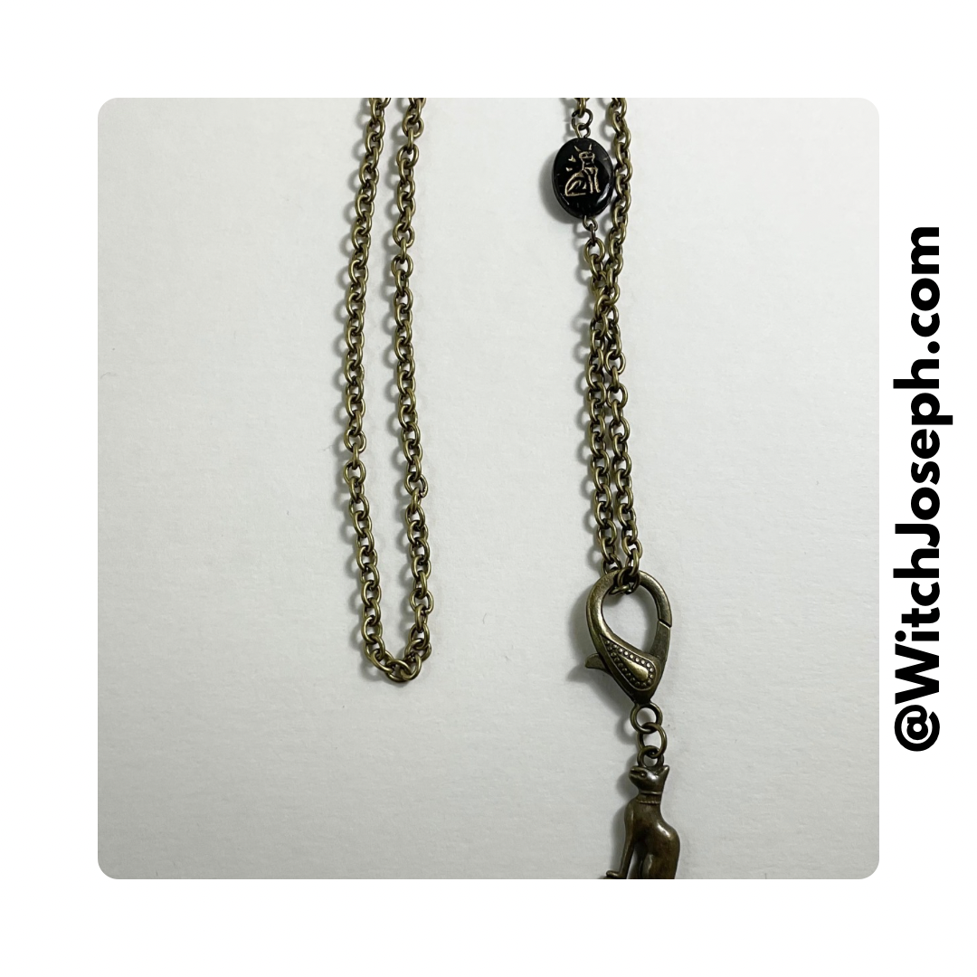 Bastet talisman on bronze tone chain with cat bead