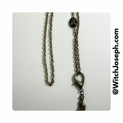 Bastet talisman on bronze tone chain with cat bead