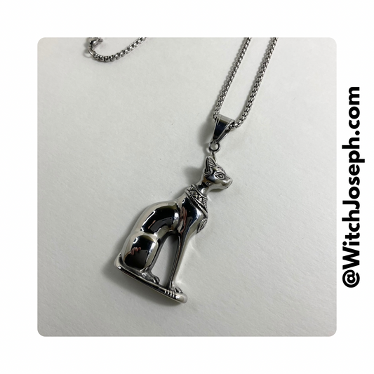 Bastet Steel Pendant on Stainless Steel Chain