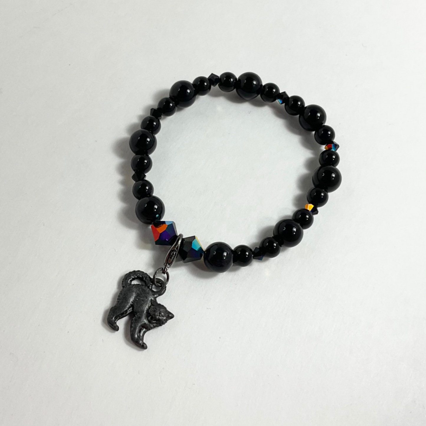 Black Cat Charm Stretch Bracelet