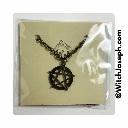 Bronze Tone Extended Pentacle Charm Necklace