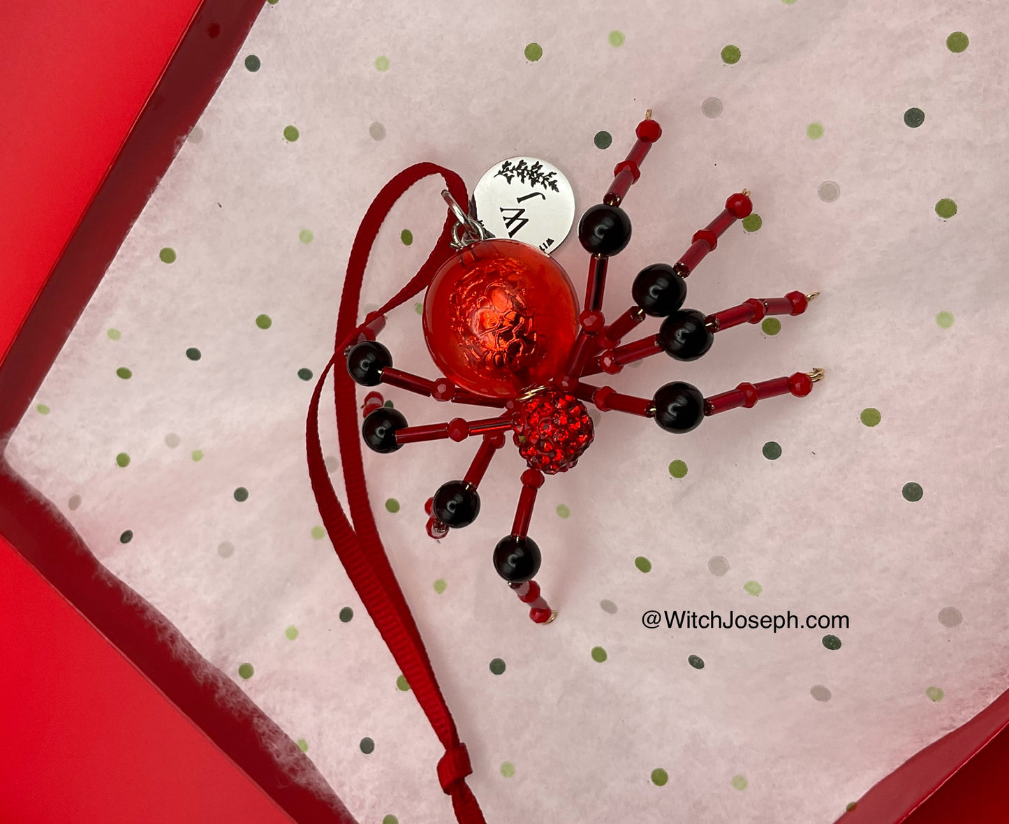 Xmas Spider Ornament RED and BLACK