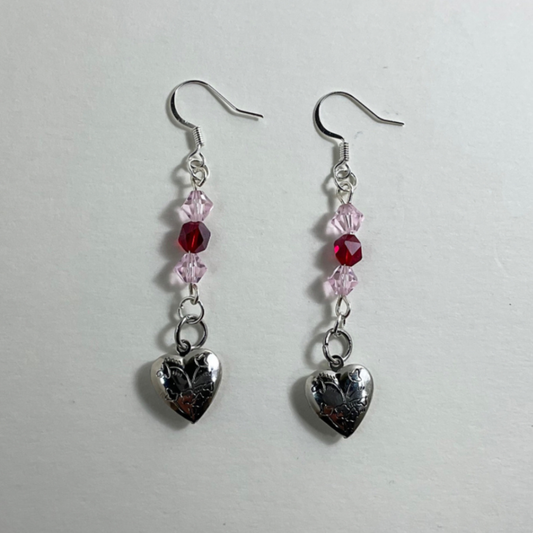 Heart Earrings With Crystals