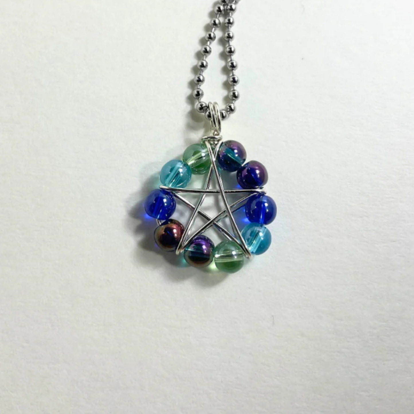 Aqua Mix Glass Beads Pentagram