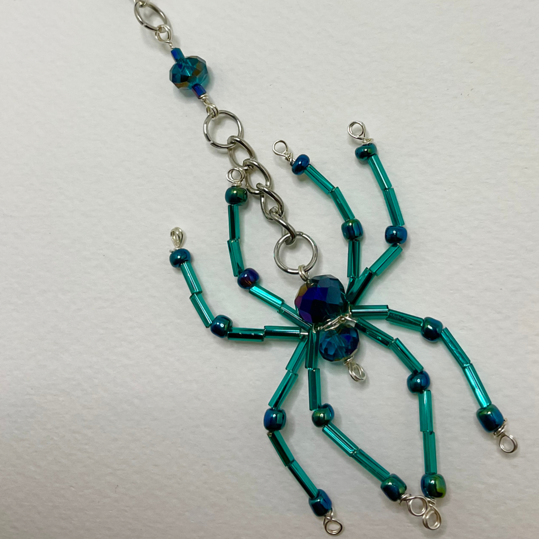 Turquoise Tone Spider Hanging Charm