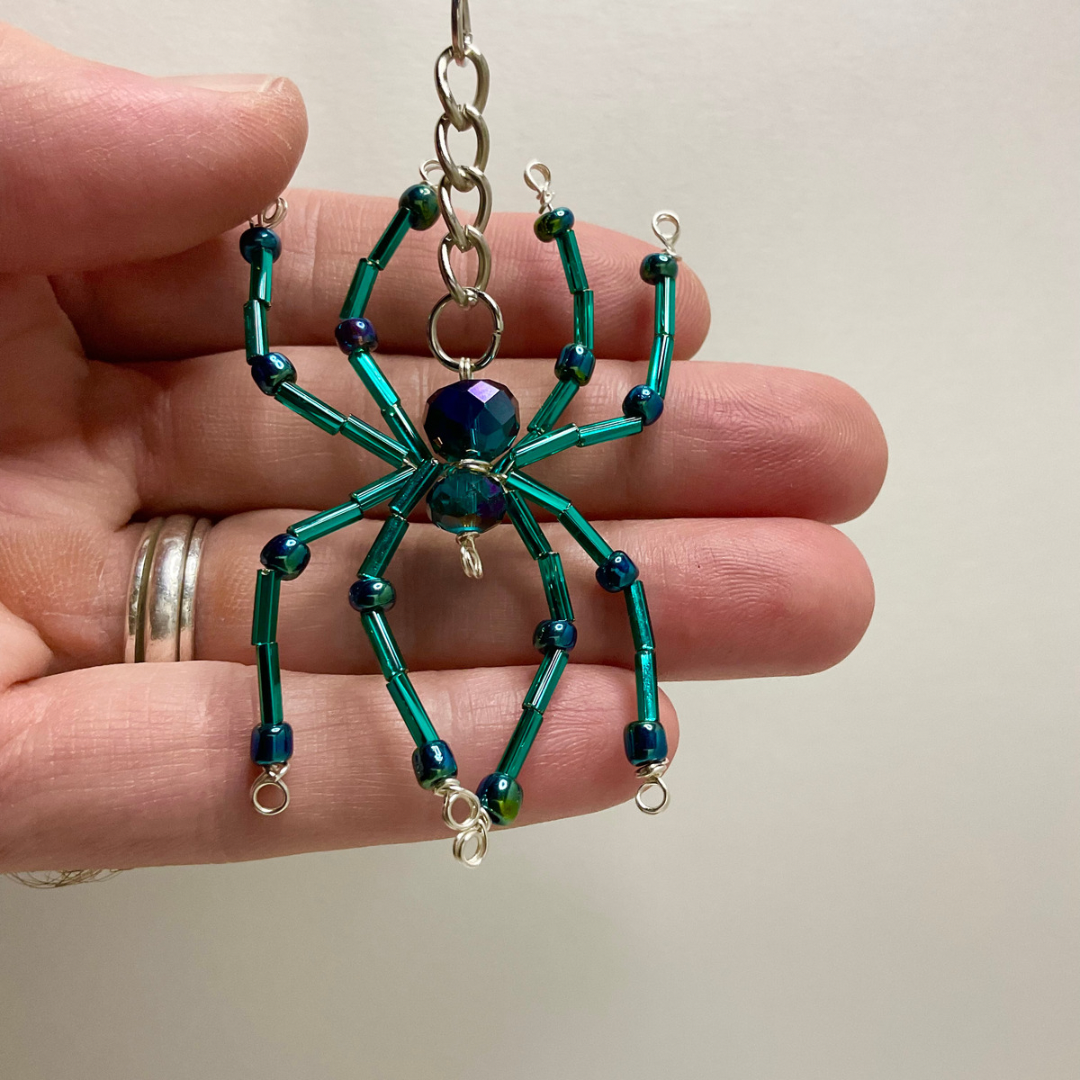 Turquoise Tone Spider Hanging Charm