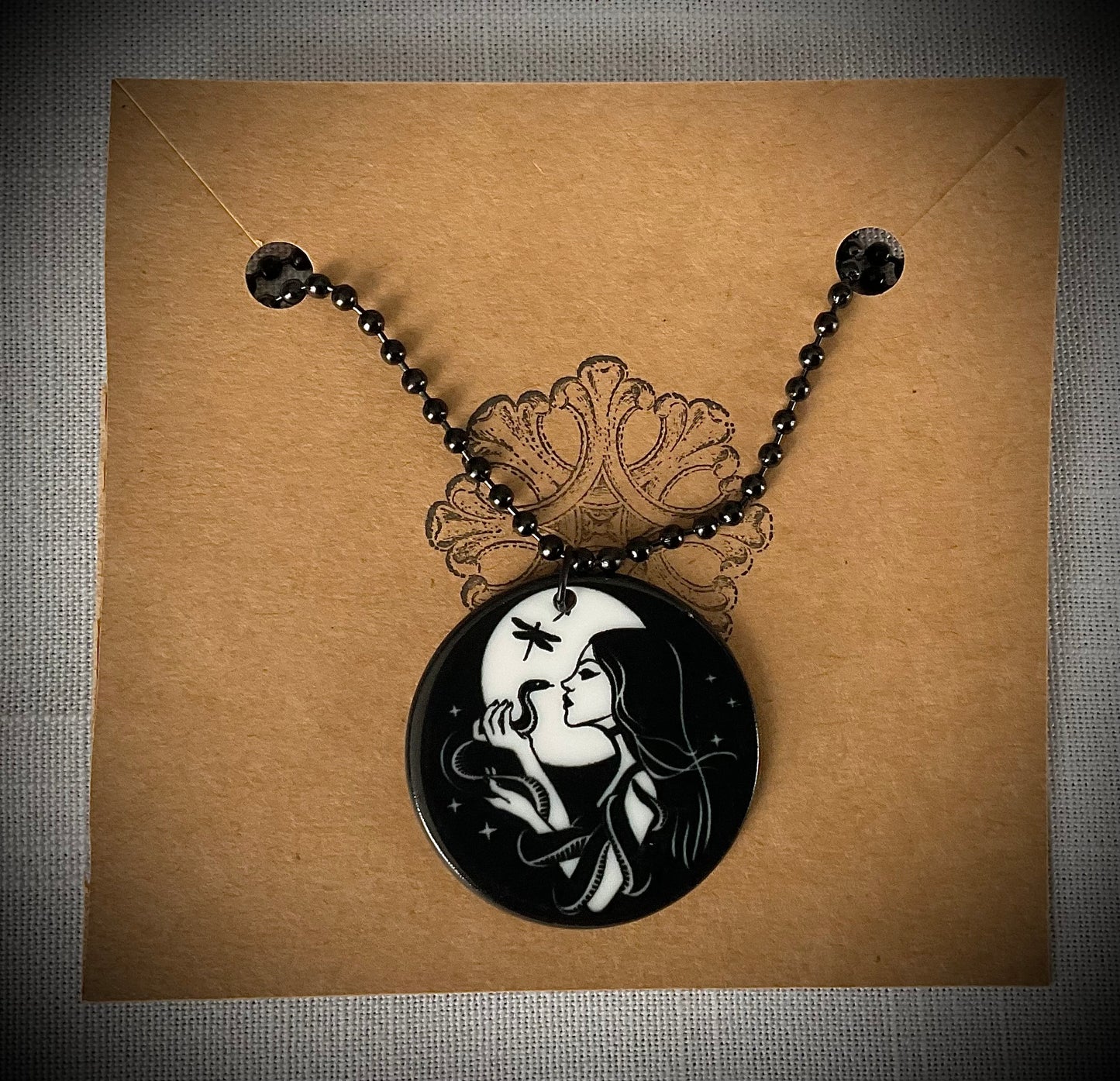 Hekate with Snake Witchy Pendant Charm Necklace