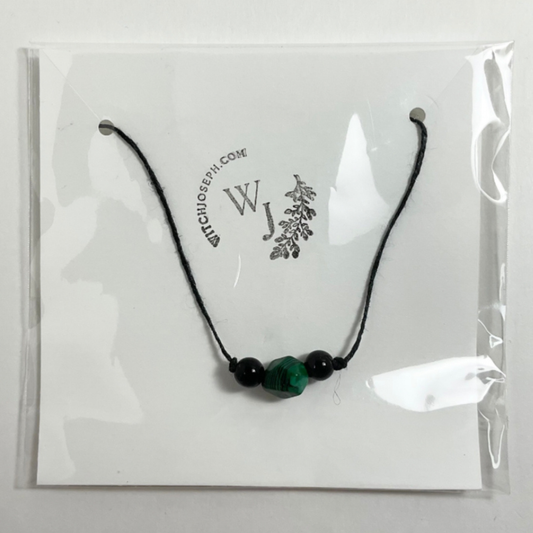 Malachite Bead Slip Knot Bracelet