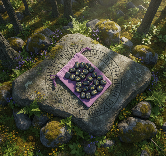 Black Agate Rune Set