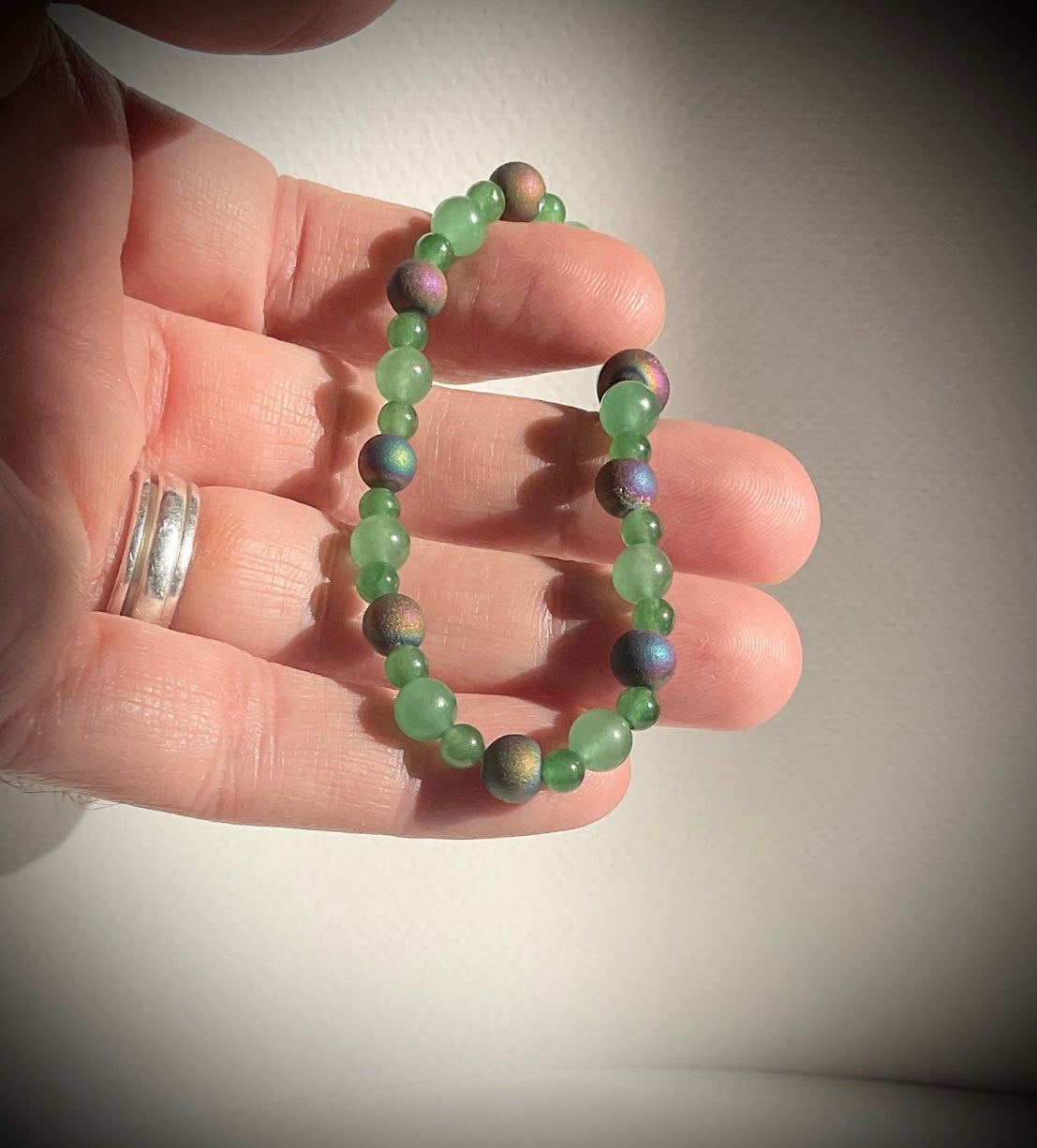 Aventurine and Druzy Agate Stretch Bracelet