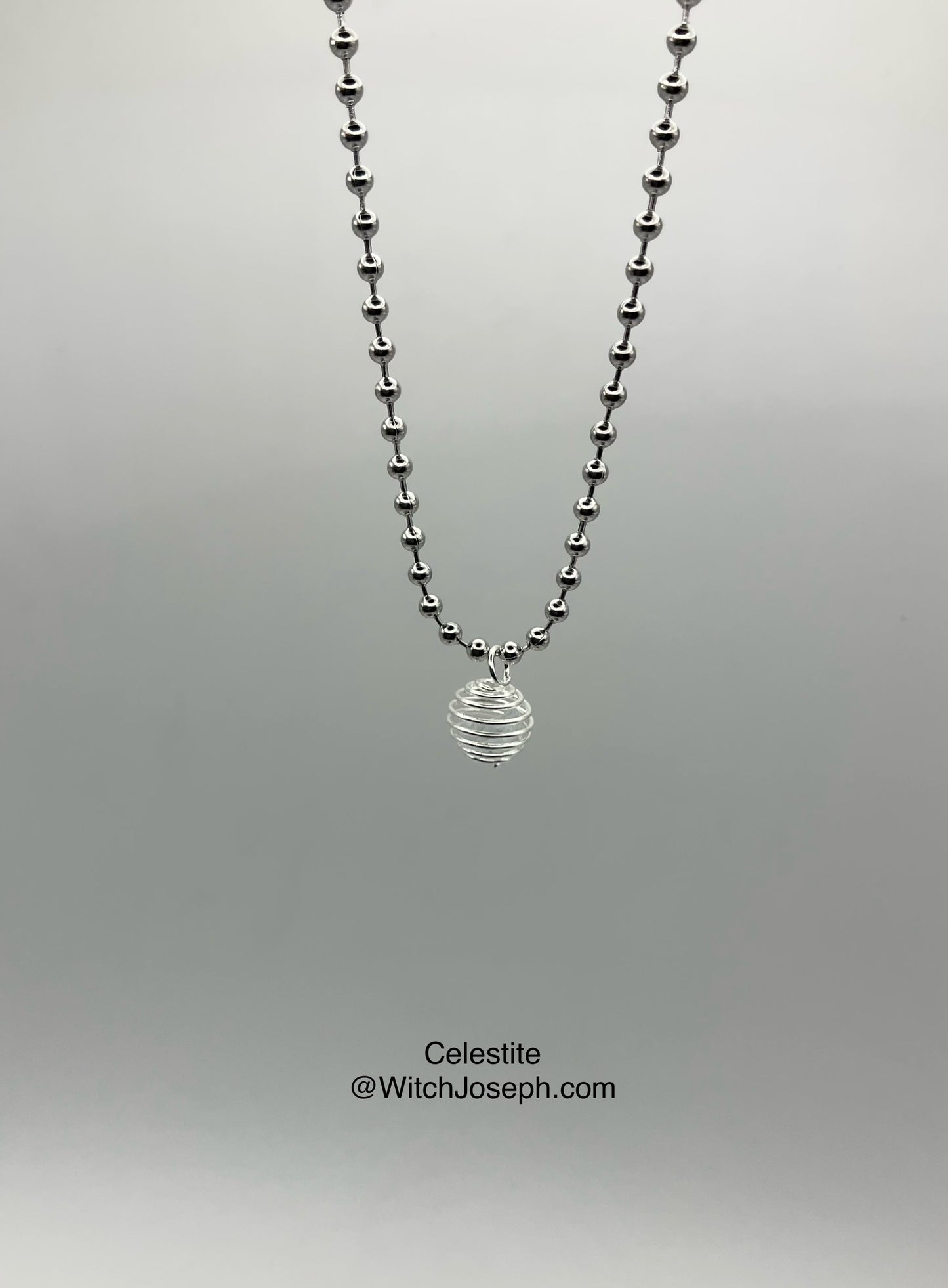 Celestite Crystal Cage Charm Necklace