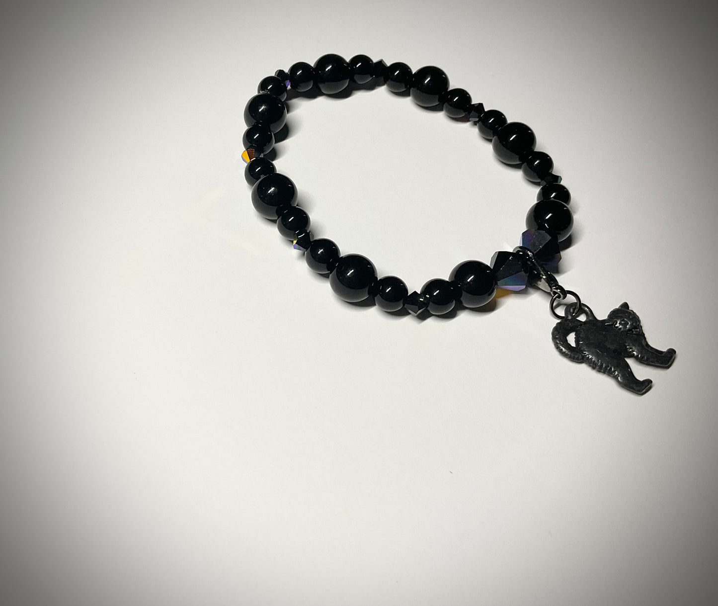 Black Cat Charm Stretch Bracelet