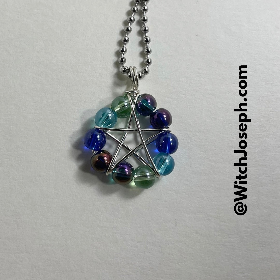 Aqua Mix Glass Beads Pentagram