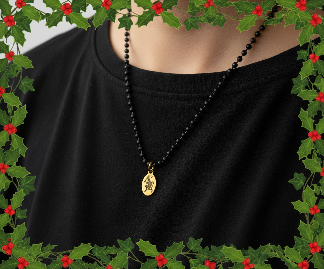Krampus Holiday Brass Necklace