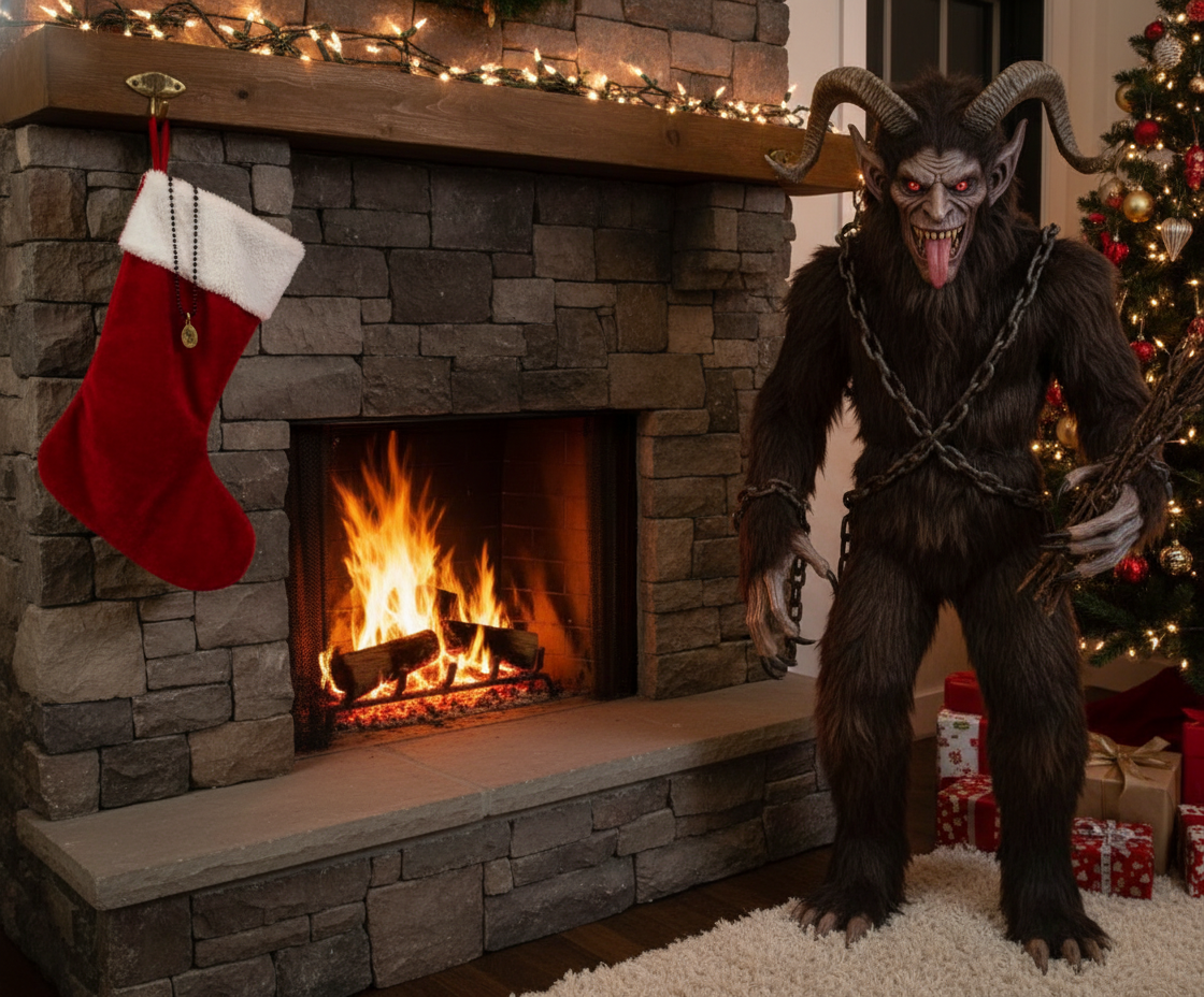 Krampus Holiday Brass Necklace