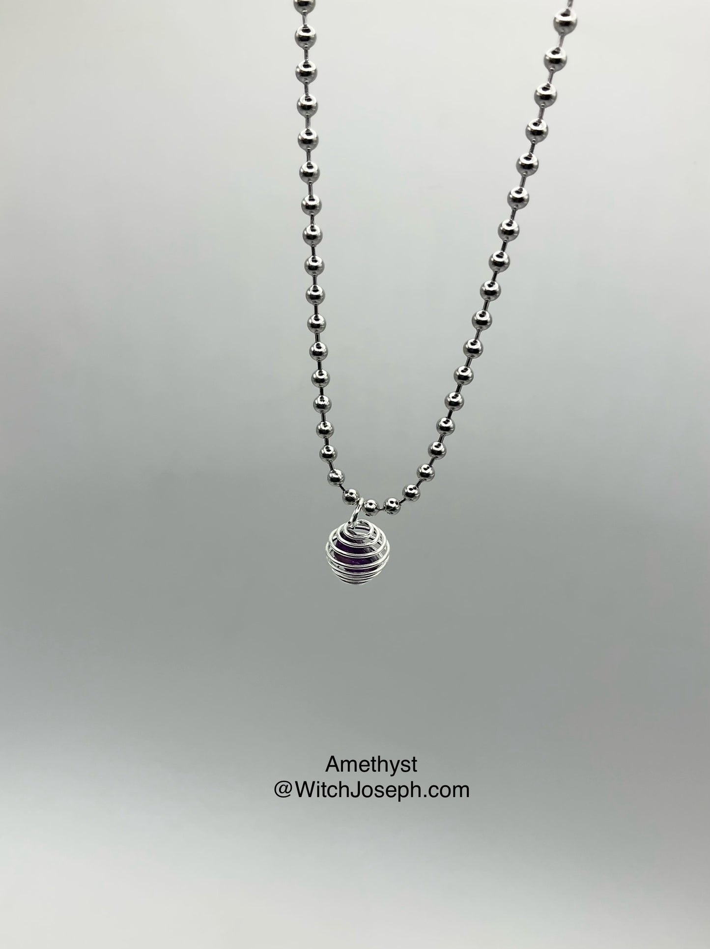 Amethyst Crystal Cage Charm Necklace