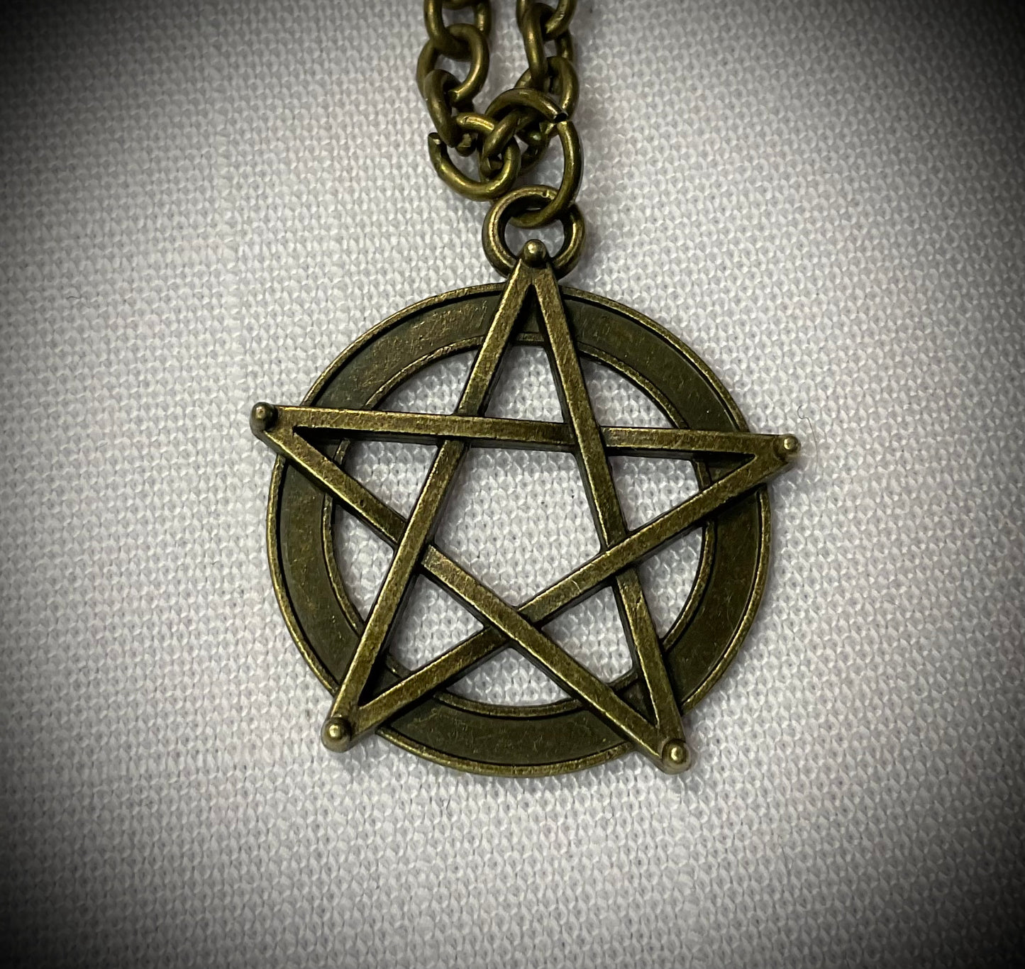 Pentagram Bronze Tone Charm Necklace