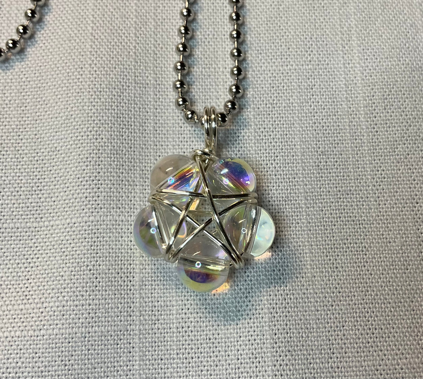 Bubble Glass Pentagram Charm Necklace