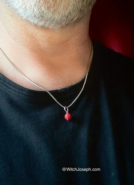 Red Coral Rose Droplet Necklace