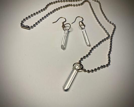 Quartz Necklace with Quartz Earrings Set